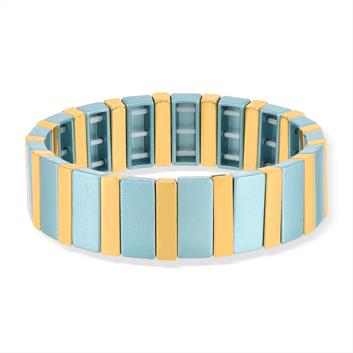 Bracelet élastique métal émail multicolore 15 mm