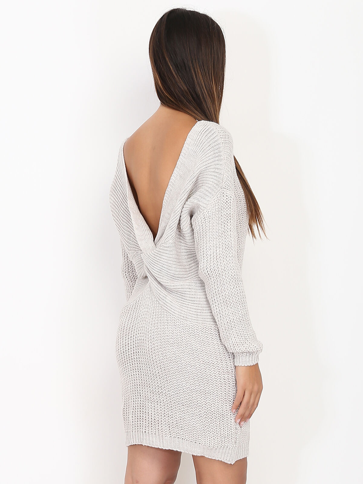 Robe pull dos torsadé- Beige