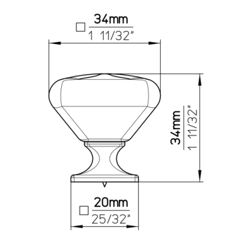 Knop Irene wit/zwart mat 34mm