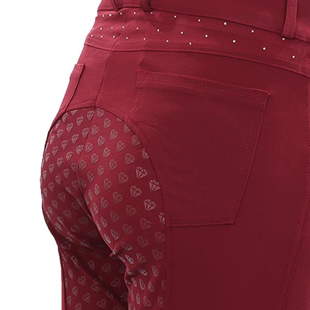 Paardrijbroek La Valencio LVWilhelmina Full Grip Donkerrood