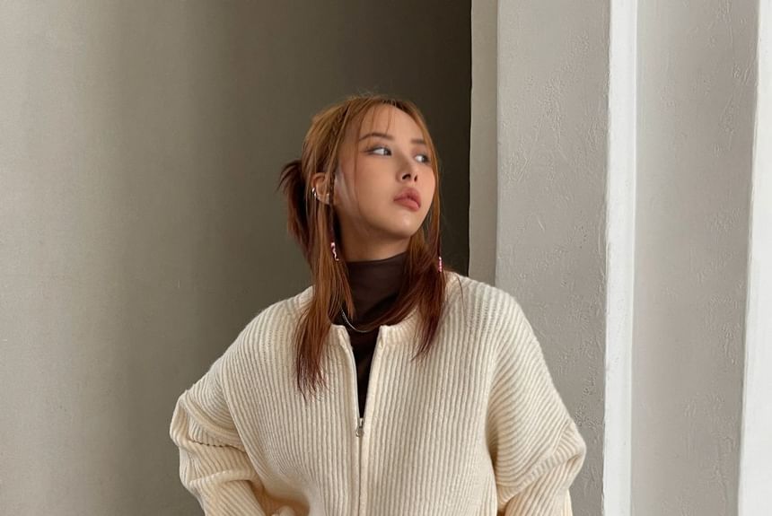 SeoulPop - Unisex ronde hals effen vest met rits en losse pasvorm