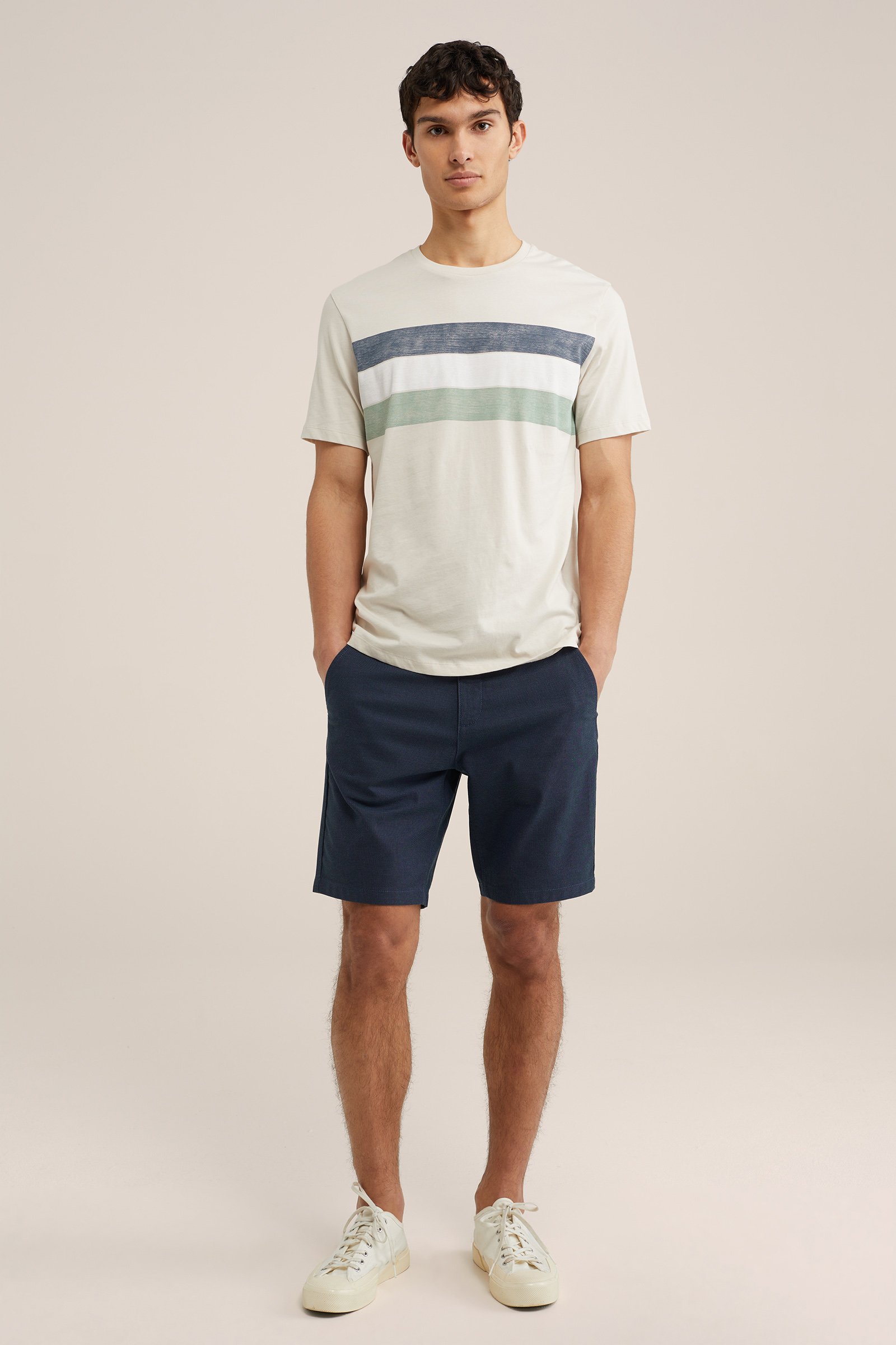 T-shirt met opdruk WE Fashion Beige