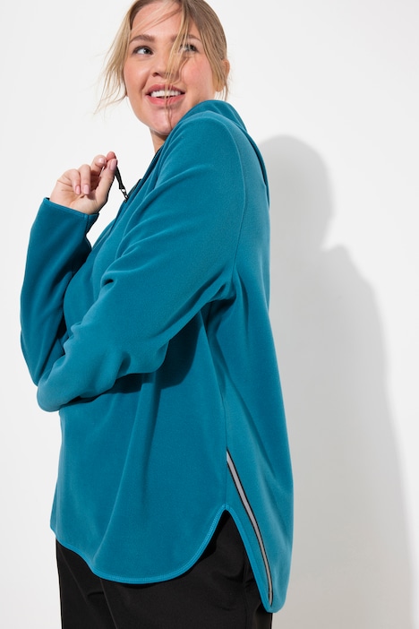 Fleece-Troyer, kurz, Oversized, Kapuze, Langarm, recycelt