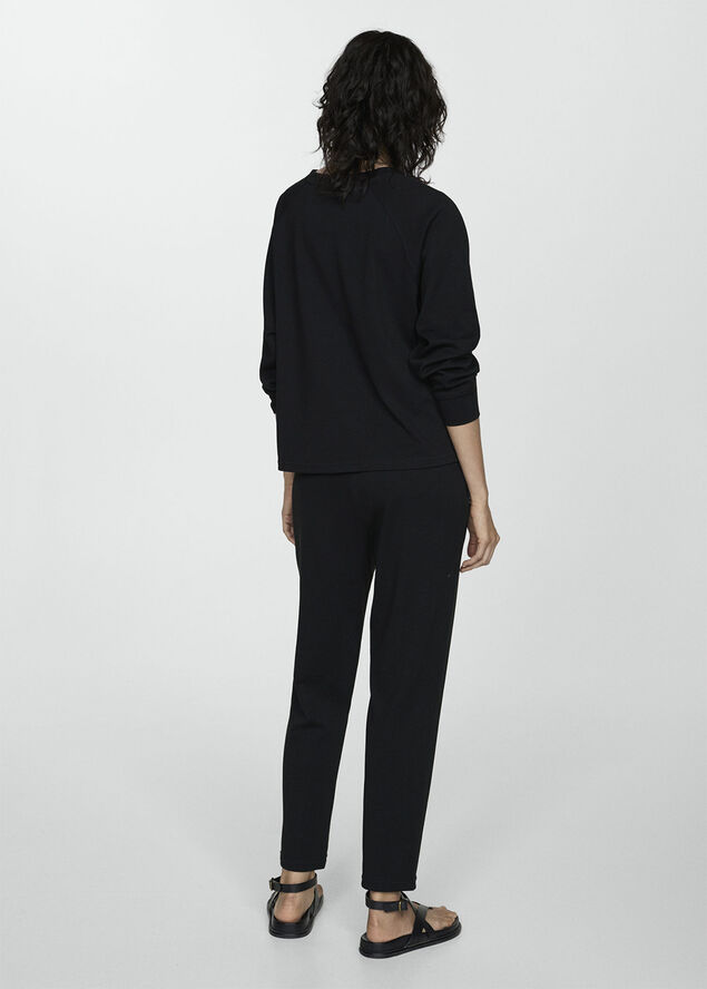 MANGO Jogger seams pants Black