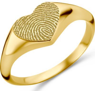 Hartvormige Gouden zegelring met vingerafdruk