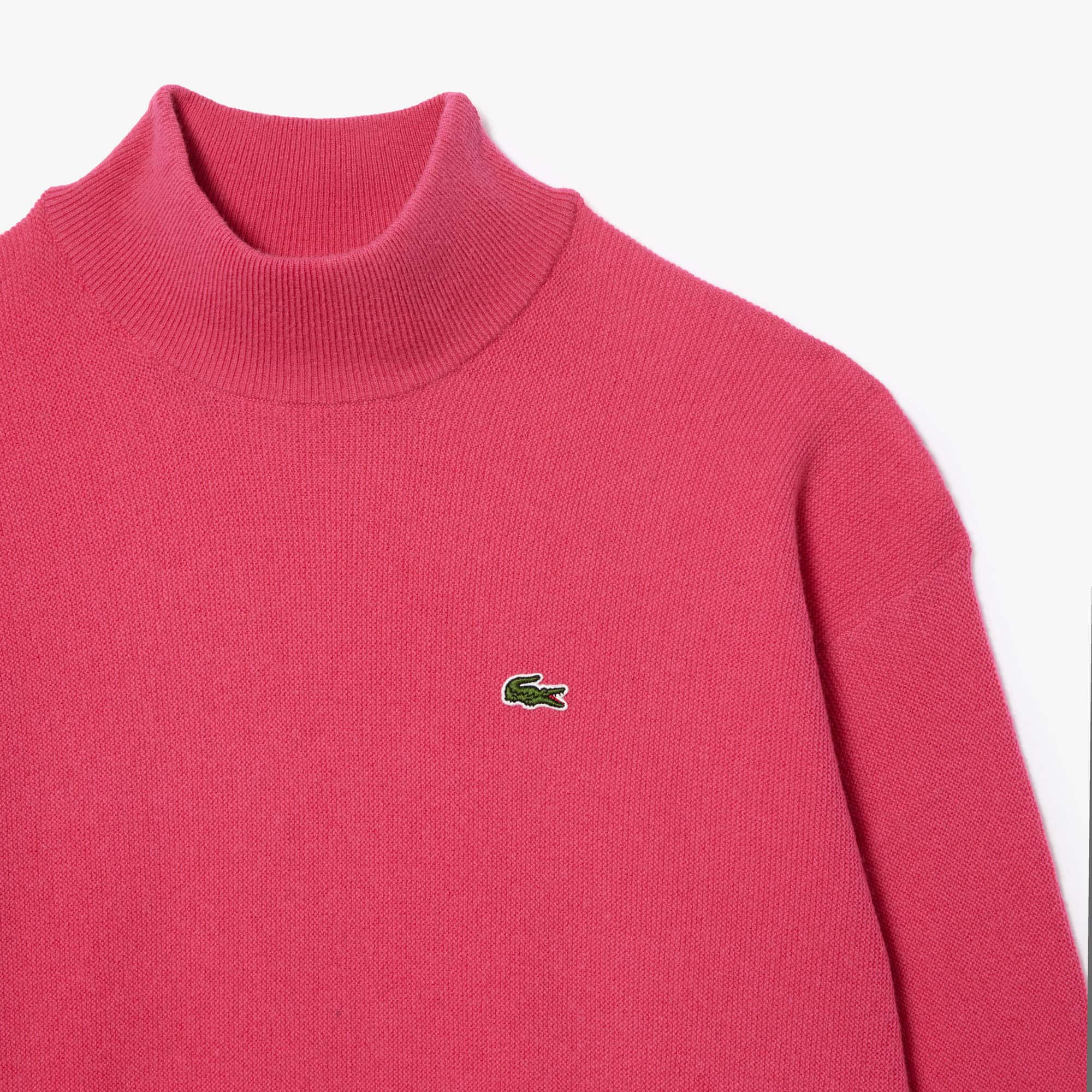 Pull Lacoste femme col montant en laine Pullovers - Rose - Lacoste - Femme