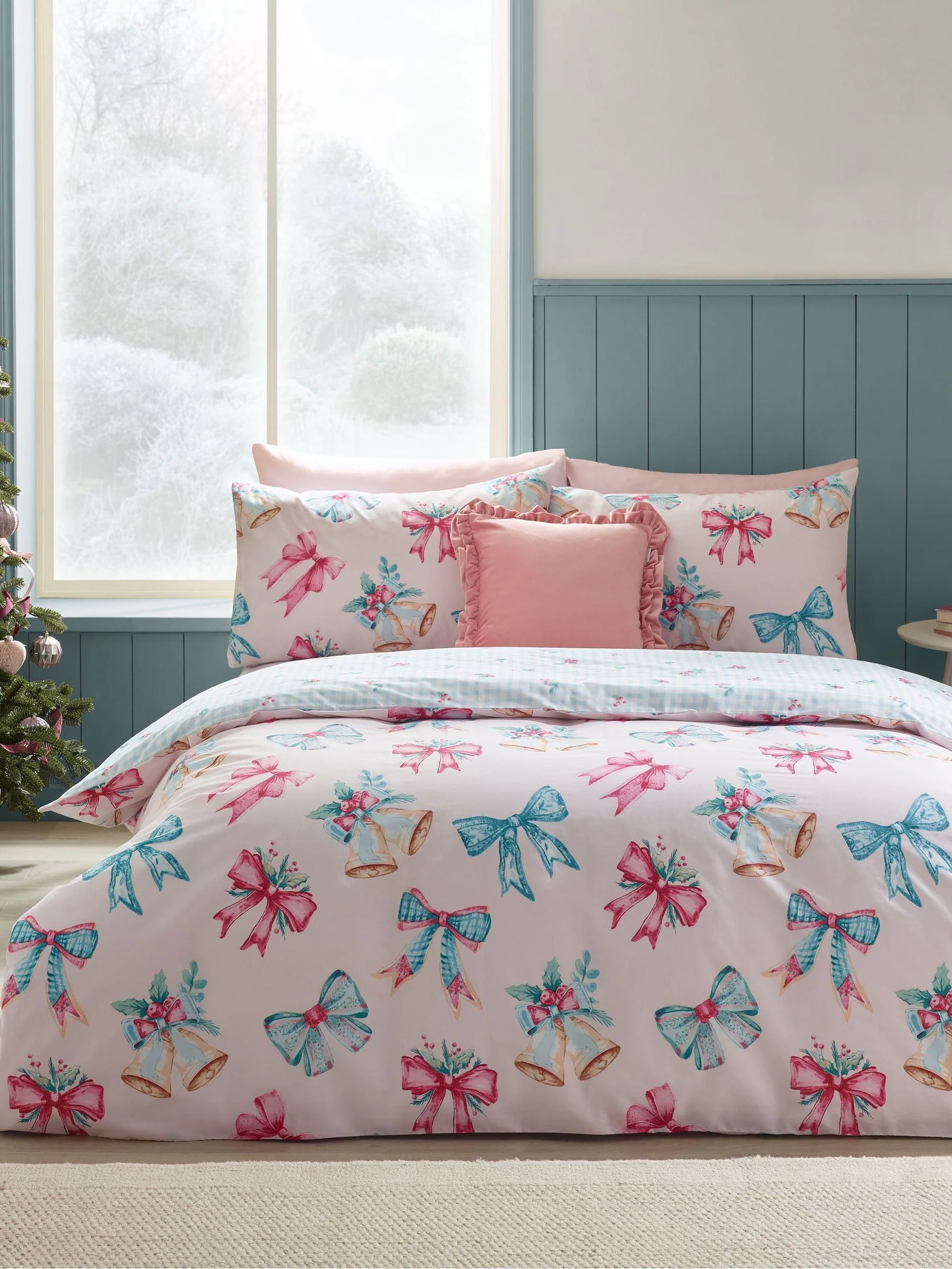 Catherine Lansfield - Dekbedovertrekset Christmas Bows And Bells