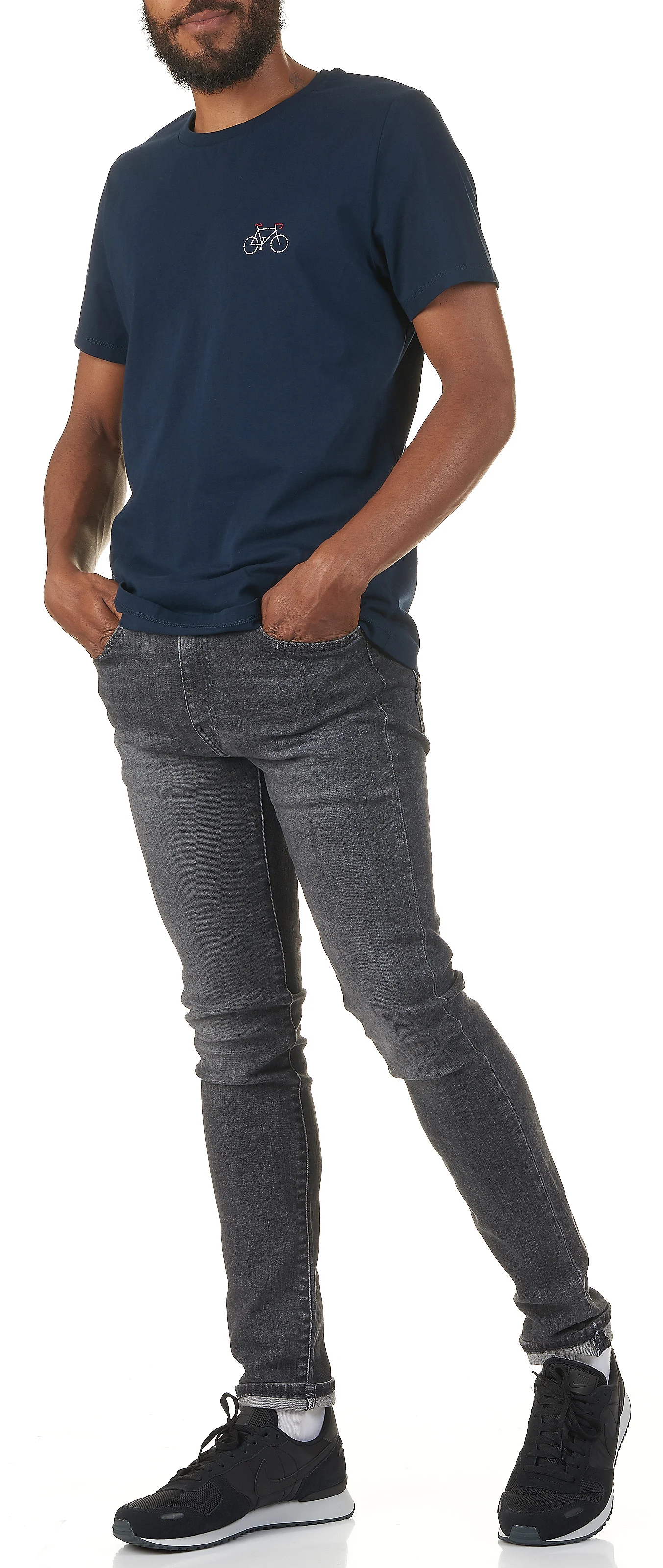 ARCY - Tee-shirt col rond regular-fit sérigraphié en coton | Bleu