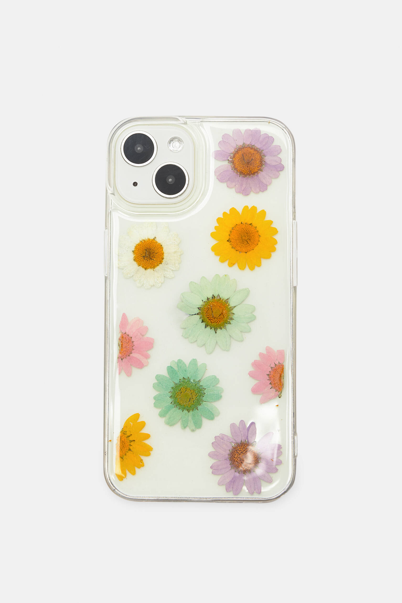 CAPA PARA IPHONE COM FLORES SECAS - BRANCA