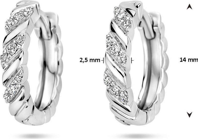 Klapoorringen - Zilver - Gerhodineerd - 14 mm - Zirkonia