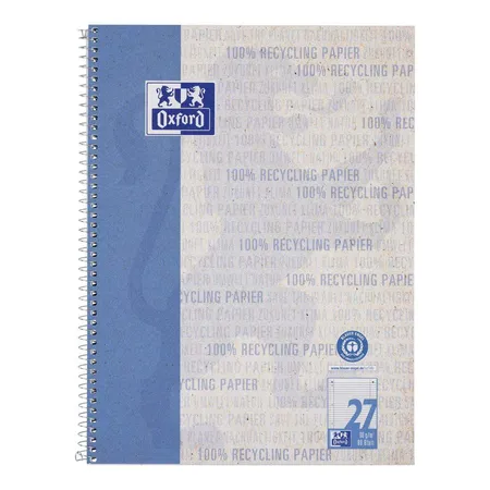 Oxford Recycling Collegeblock A4+, 80 Blatt, liniert mit Doppelrand, 90 g/m², 4fach gelocht, Optik Paper®