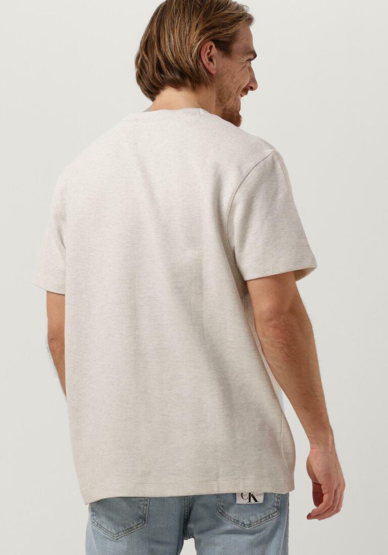 CALVIN KLEIN witte calvin klein t-shirt archival monologo waffle tee