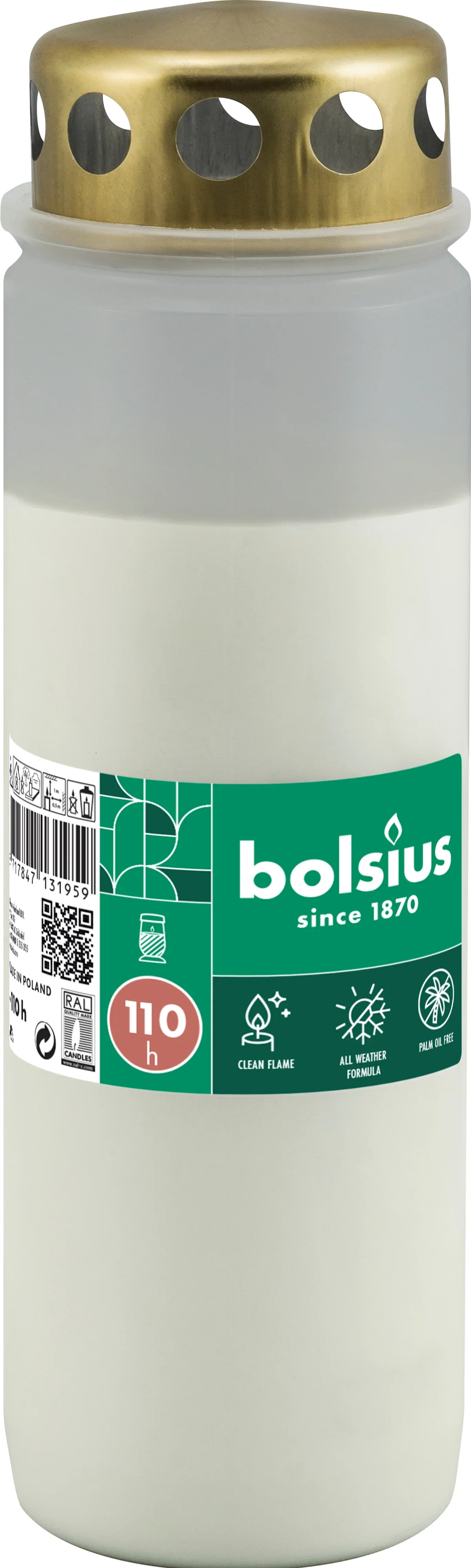 Bolsius Gravlys 110 timer Høyde 23 cm