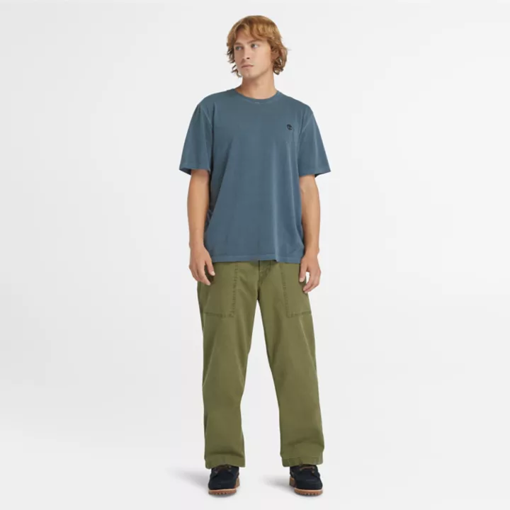 T-shirt teint en pièce pour homme en bleu marine