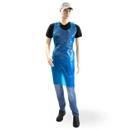 Tablier PE Paredes Bleu 18 µm gaufré 70x120 cm taille S+