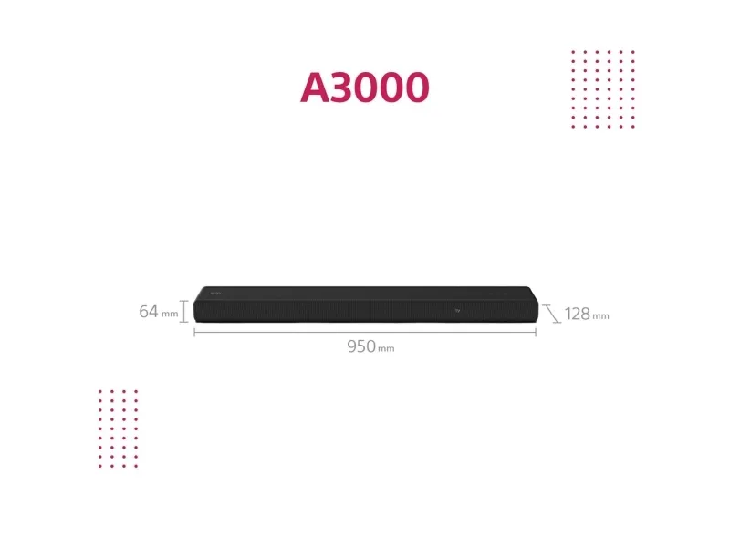 Sony HT-A3000 - Lydbar - 3.1.kanal - trådløs - Bluetooth, Wi-Fi