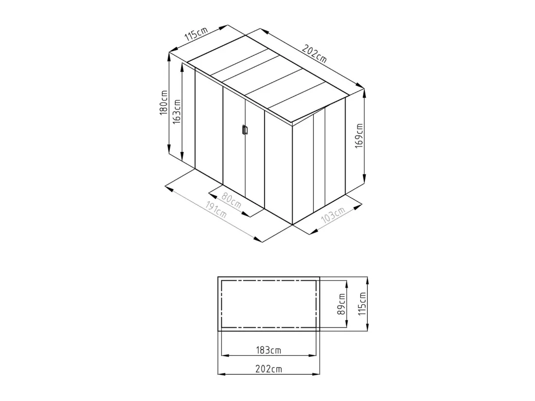 Abri de jardin métal en acier galvanisé gris 2,32 m² ACAMAR
