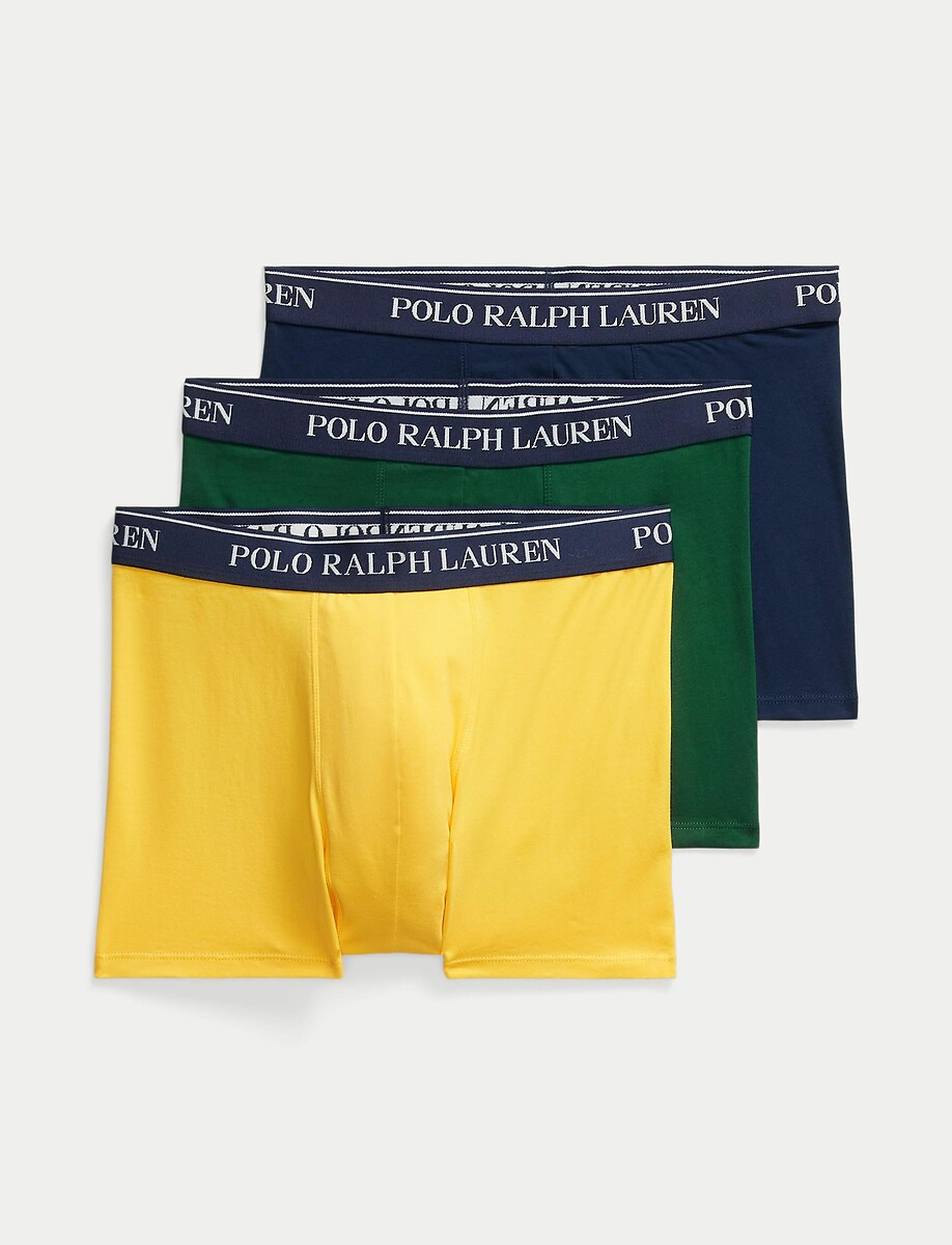 POLO RALPH LAUREN<br>Conjunto de 3 cuecas boxer clássicas em algodão elástico