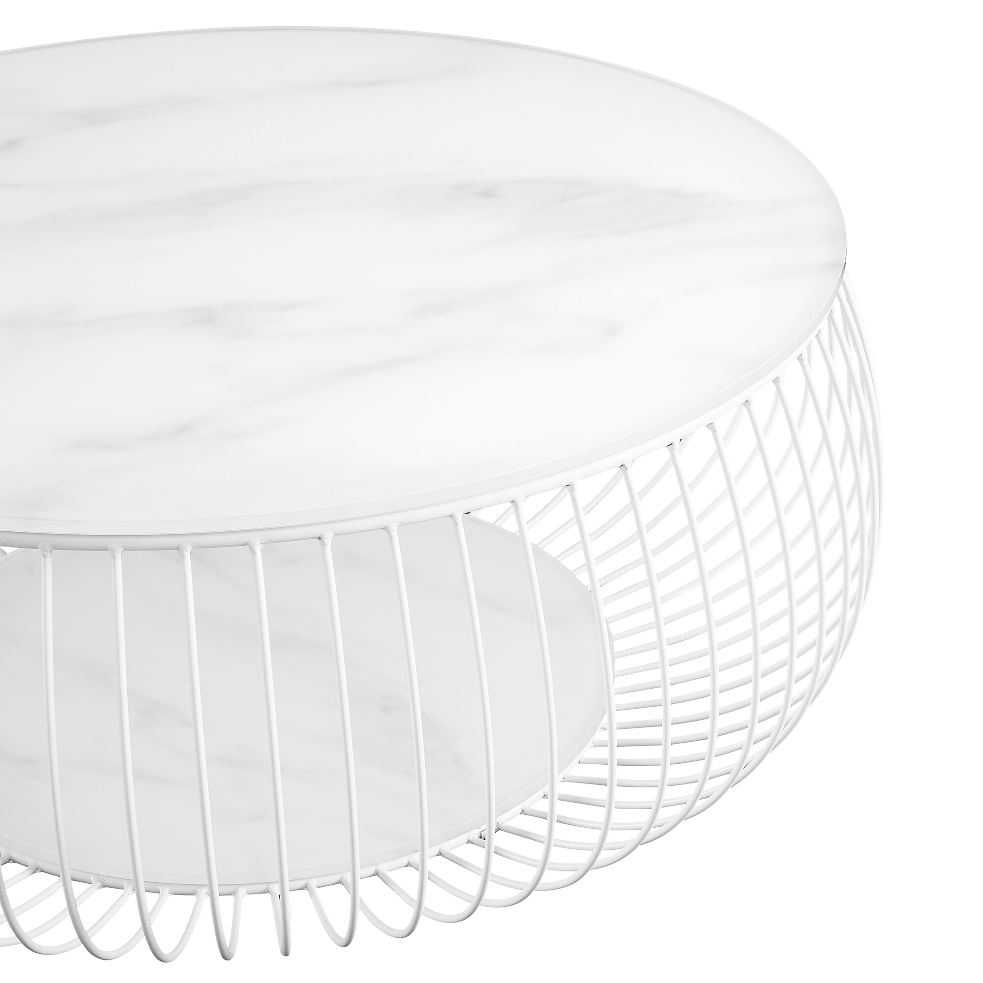 Couchtisch Ø 86cm Weiß Glas Sofatisch Beistelltisch Wohnzimmertisch Tisch