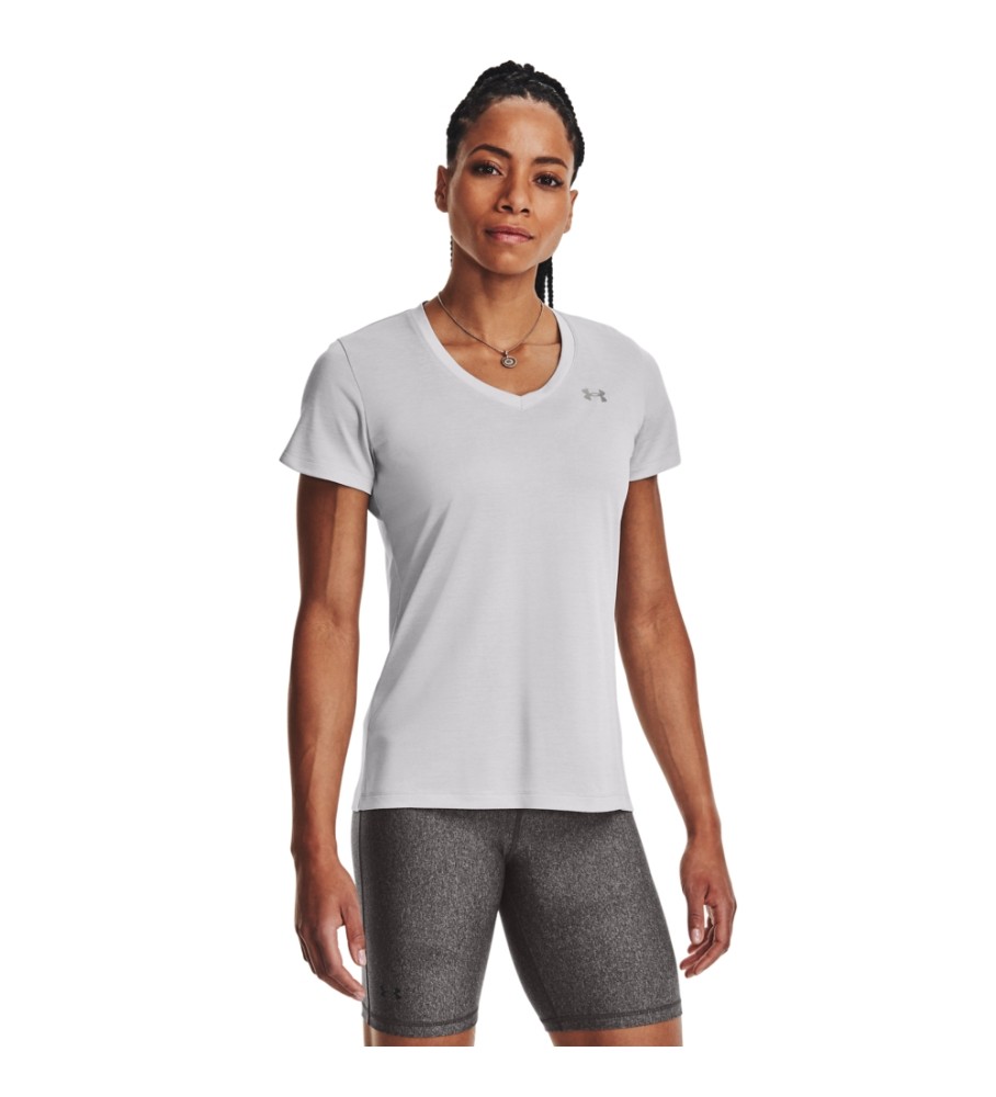 Camiseta Under Armour UA Tech com decote em V, cinza