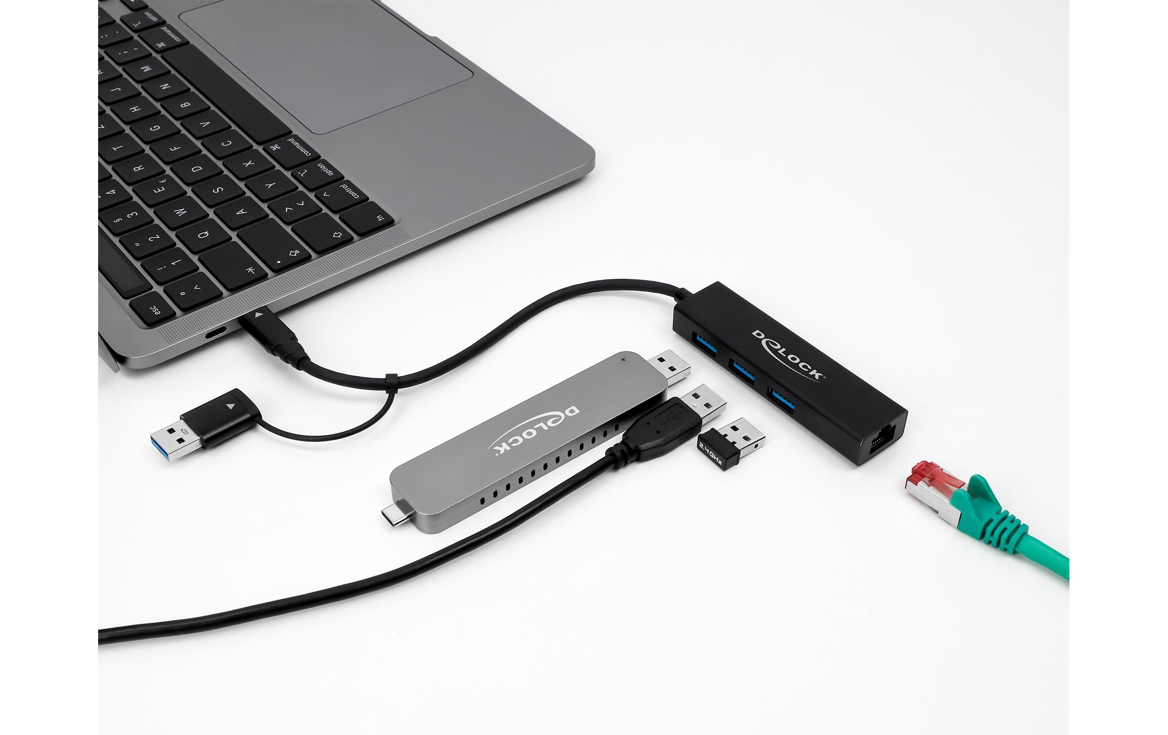 USB-Hub 3.0 Typ-C + LAN3-Port-USB-C-Hub mit LAN Anschluss