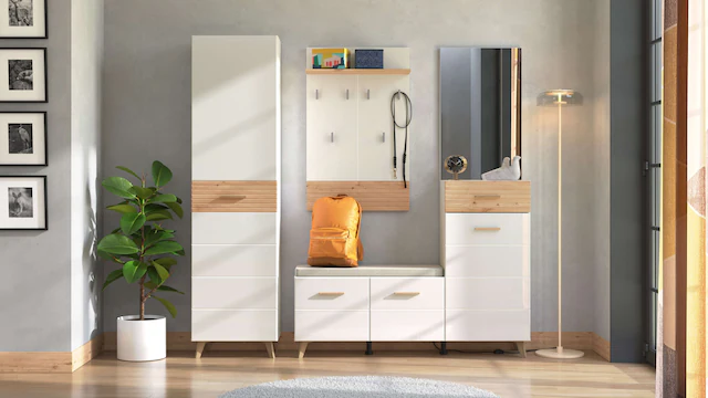 Home affaire Garderobenschrank »Sein, Kleiderschrank, Stauraumschrank, Flurschrank, Höhe 193 cm« Hochglanzfronten, ausziehbare Kleiderstange, Breite 51,5 cm