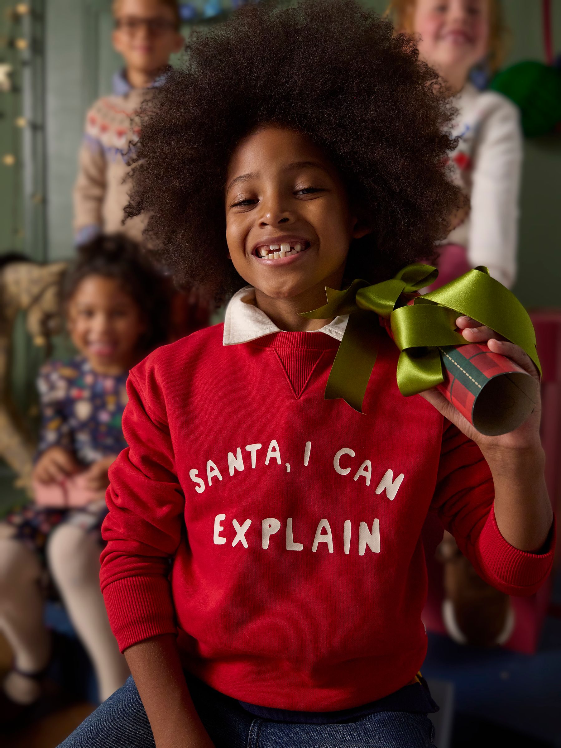 Rood - Joules Kids' Sundaze Slogan Crew Neck Sweatshirt