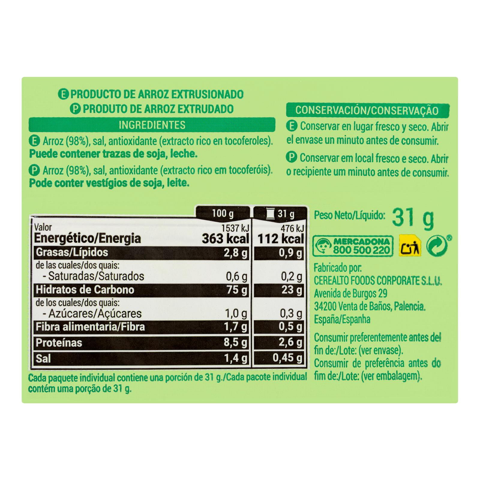Gâteaux de riz Hacendado