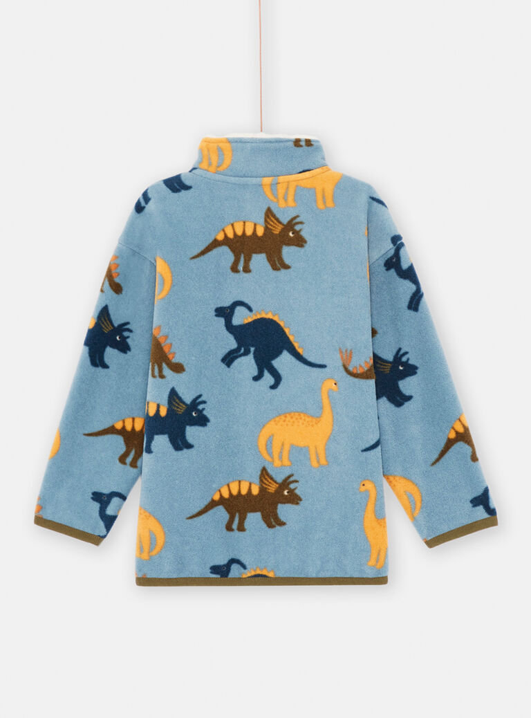 Gilet polaire bleu azur à imprimé dinosaures garçon
