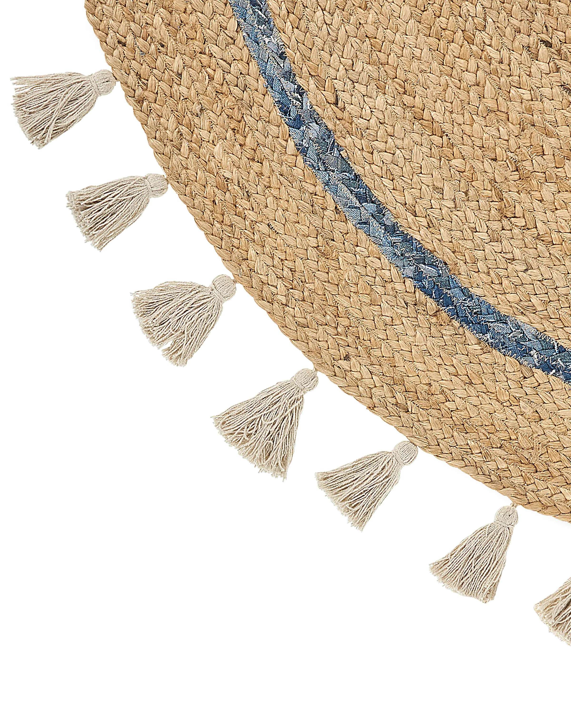 Vloerkleed OBAKOY Blauw ø 140 cm Jute