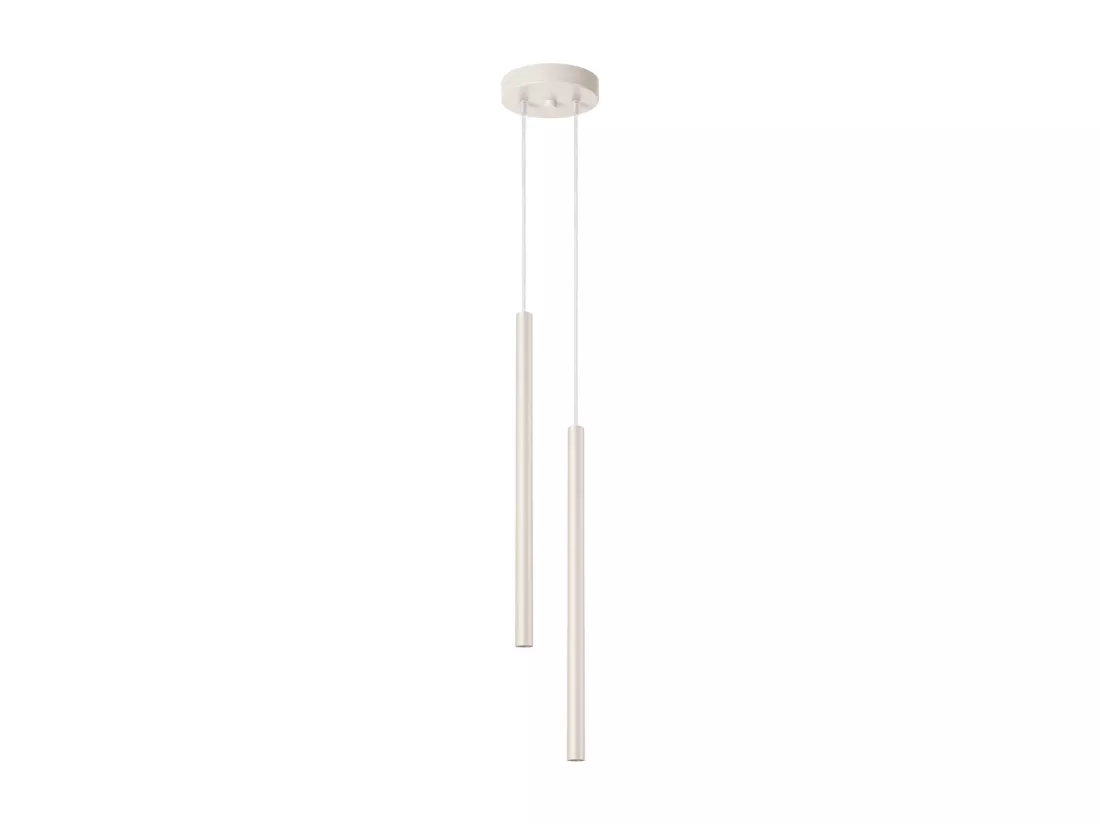 Lampe à suspension Pastelo moderne en acier - 2 sources lumineuses - L.15 x H.104 cm - beige