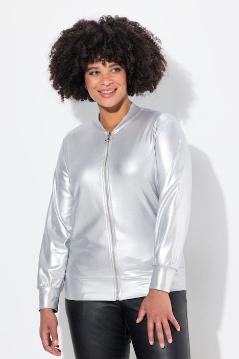 Blouson, Silber-Metallic, Zipper