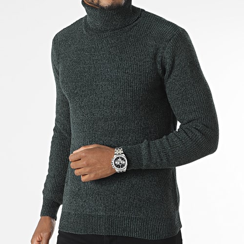 Pull Col Roulé Vert Chiné