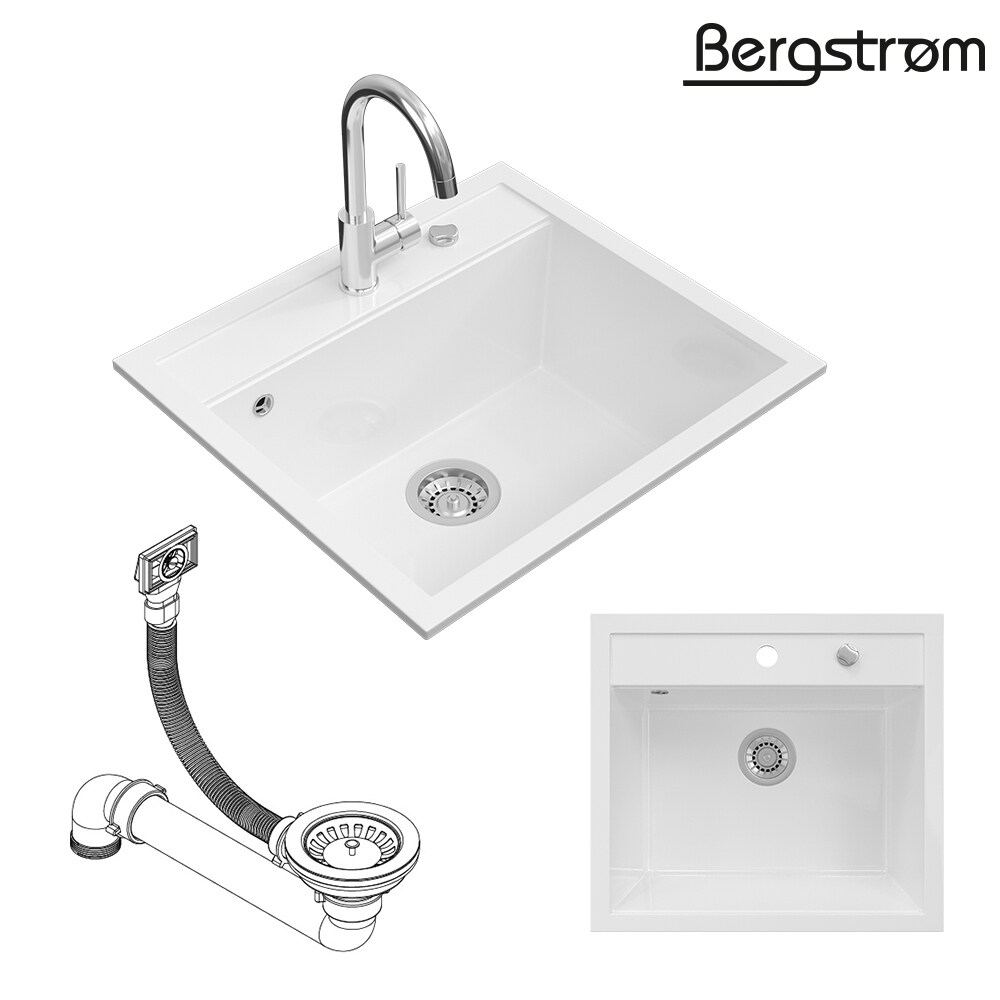 BERGSTRÖM Keramik Spüle VALENCIA Beschichtet Küche Einbauspüle Spülbecken Weiß