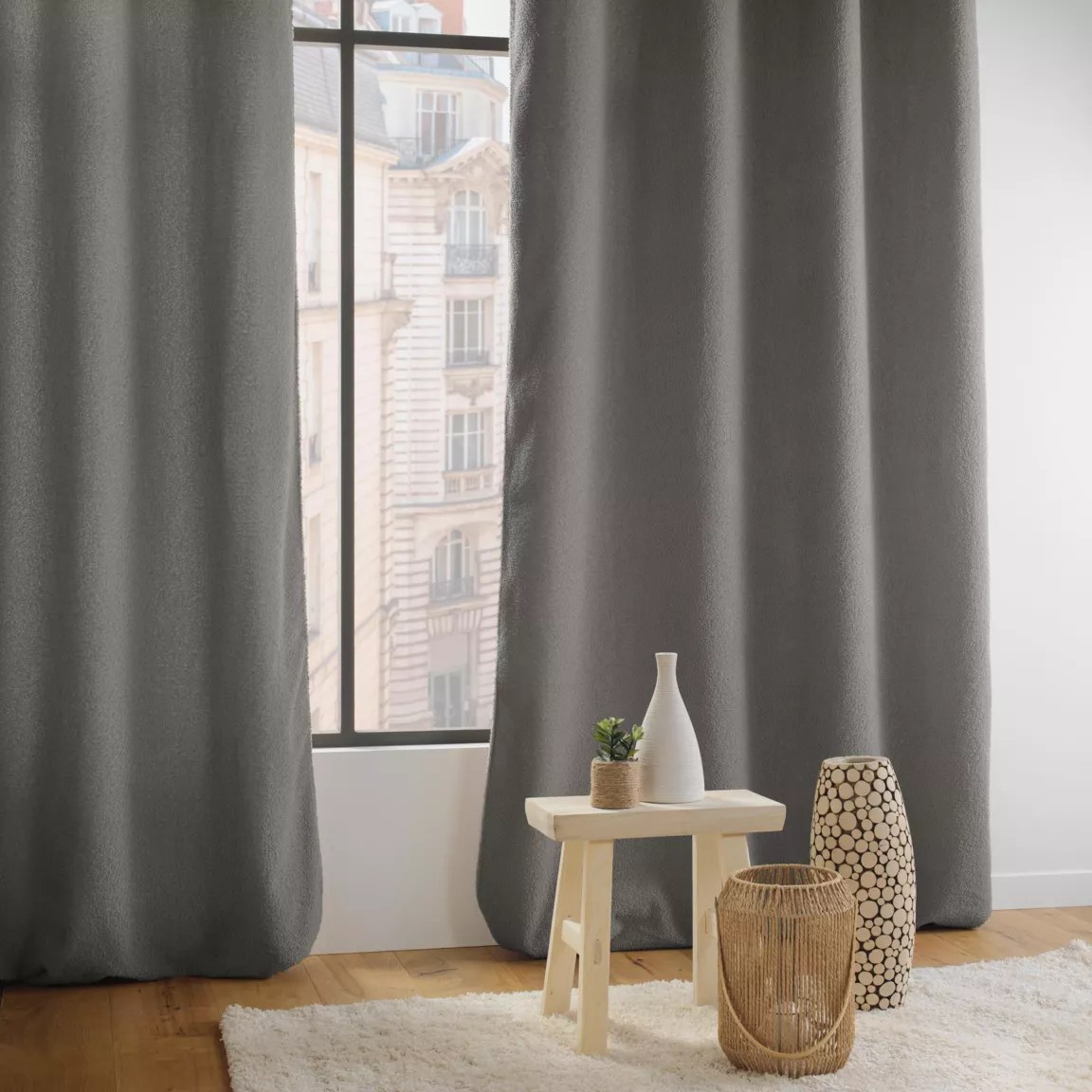 Rideau bouclette (140 x 240 cm) Wooly Gris