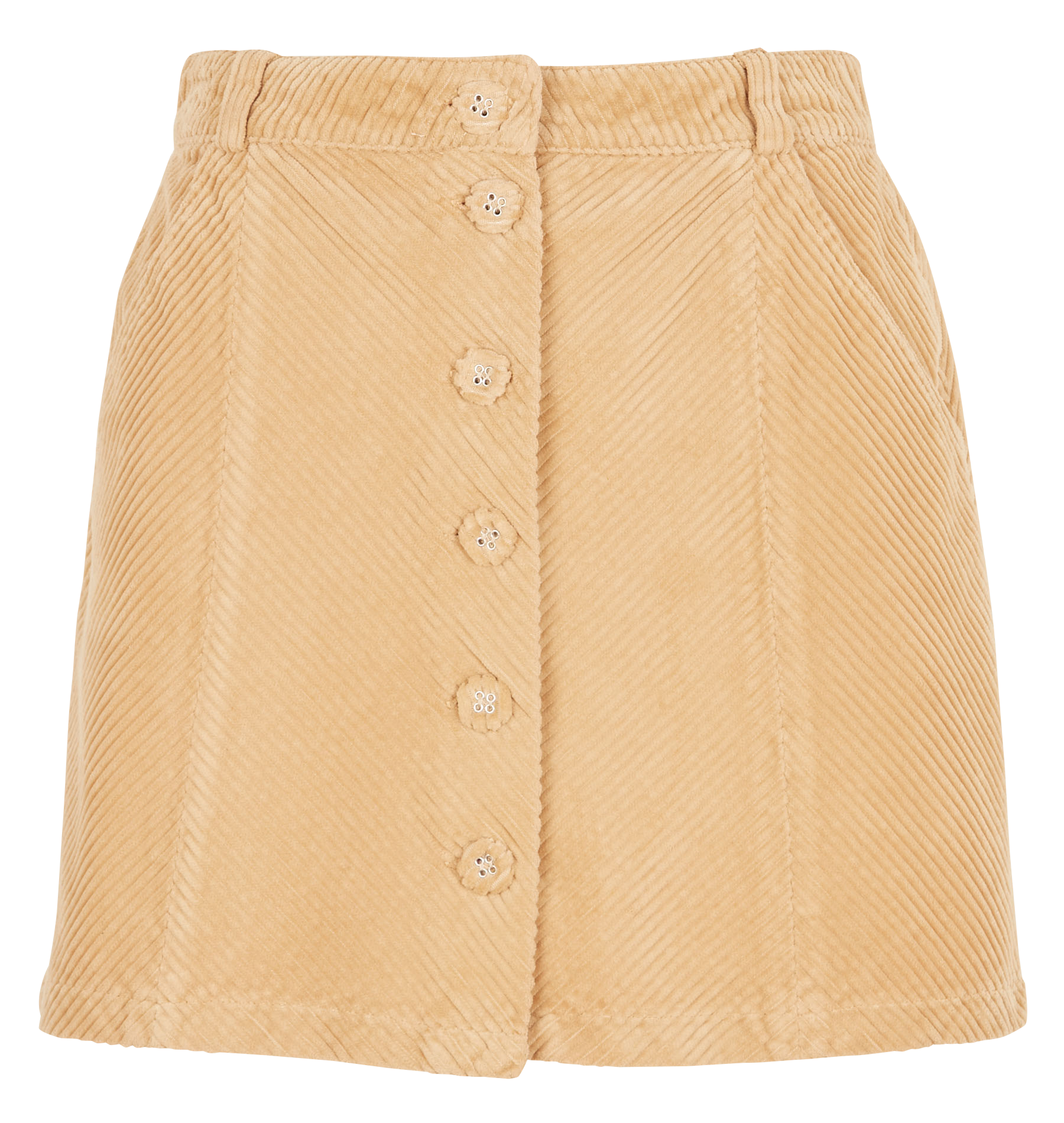 Jupe trapèze en velours de coton côtelé | Beige