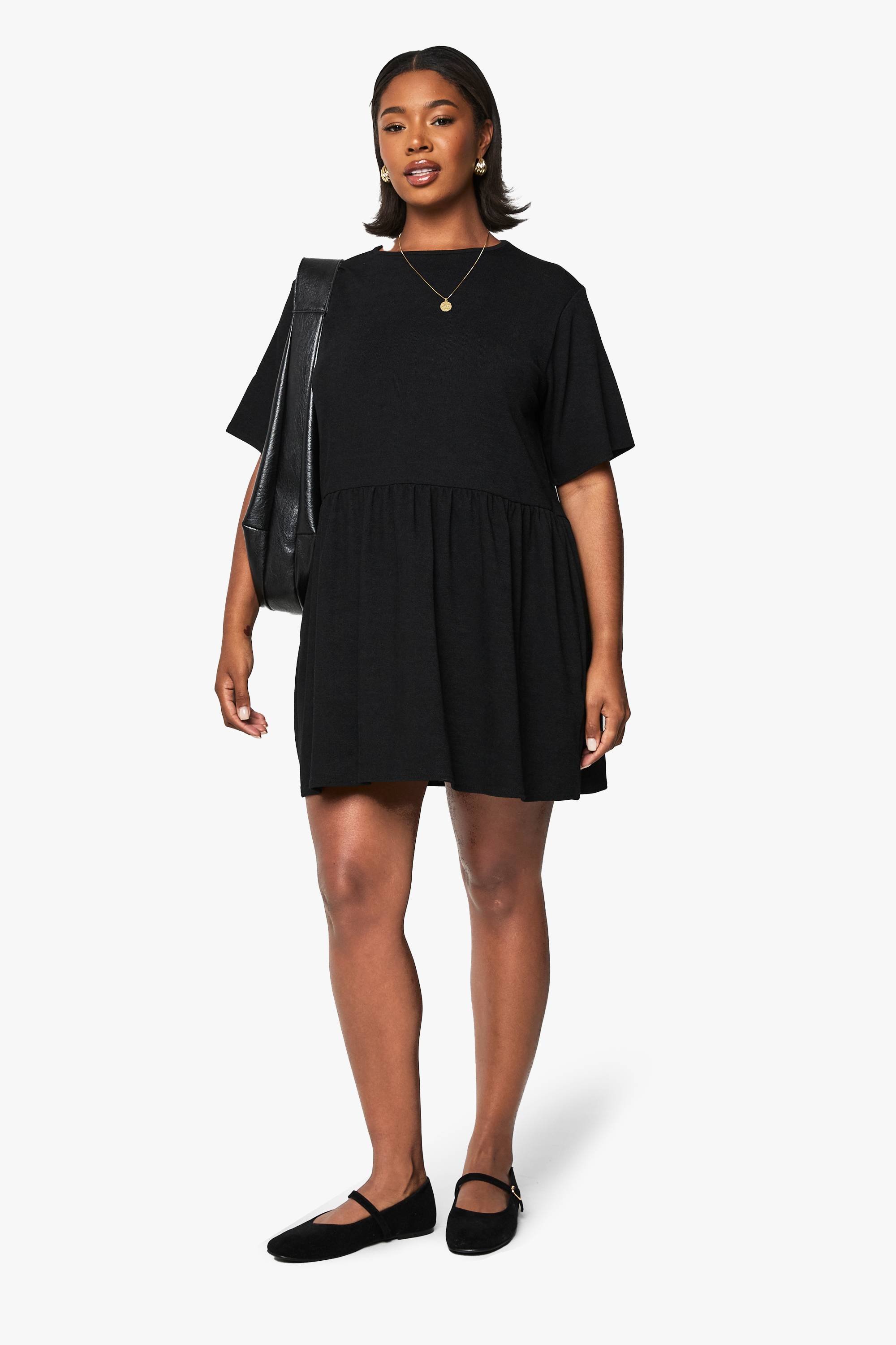 boohoo Robe t-shirt smock en côte grande taille