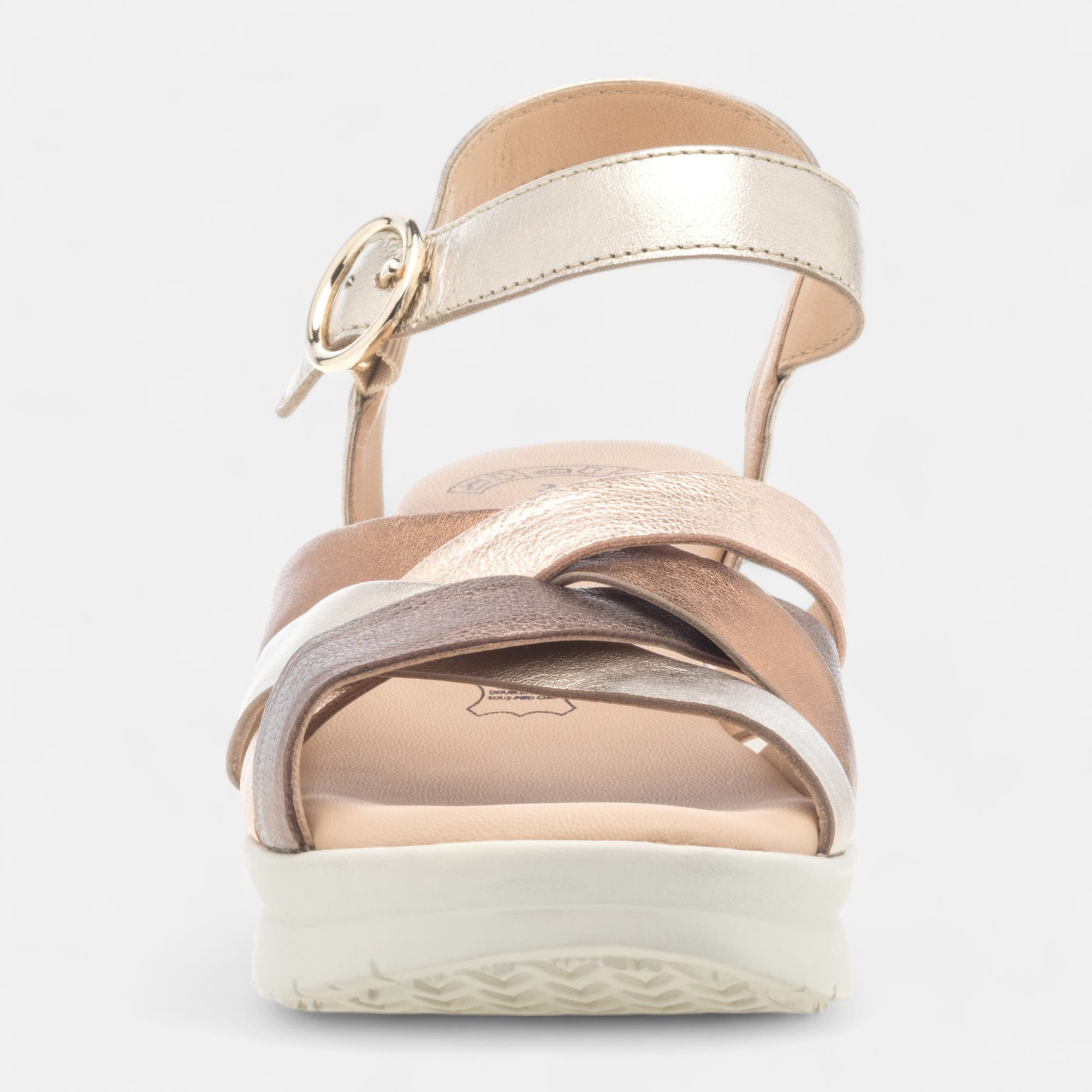 Sandales à talon compensé Femme en cuir or