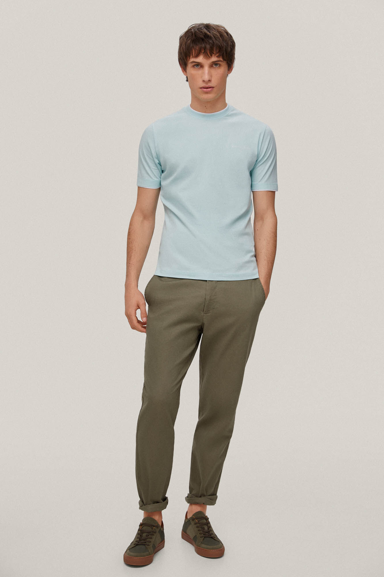 Camiseta de gola dupla - Turquesa