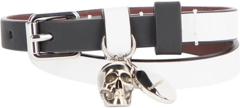 Alexander McQueen Armbanden - Skull Leather Bracelet in black