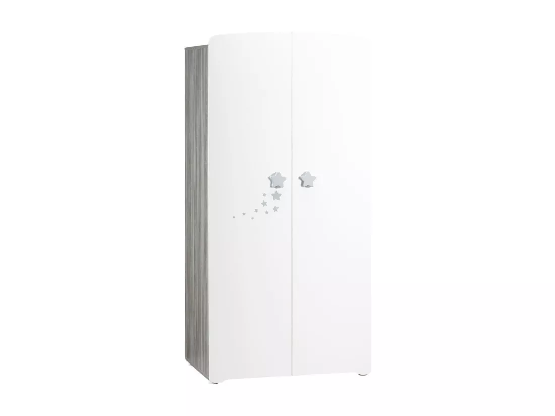 Chambre trio lit et Commode et Armoire en bois blanc