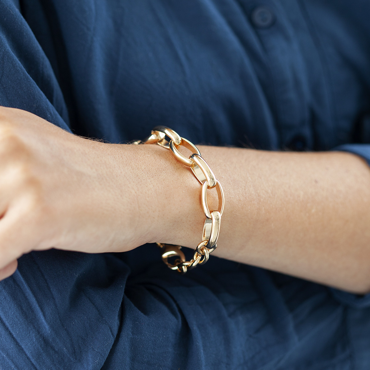 Bracelet plaqué or maillons ovales 16 à 19 cm