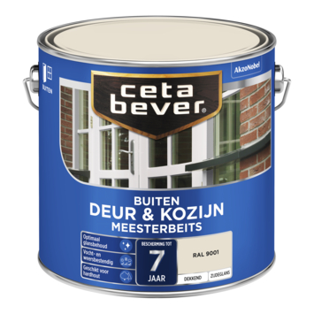 CetaBever Meesterbeits Deur & Kozijn zijdeglans dekkend RAL 9001 crème wit 2,5 liter