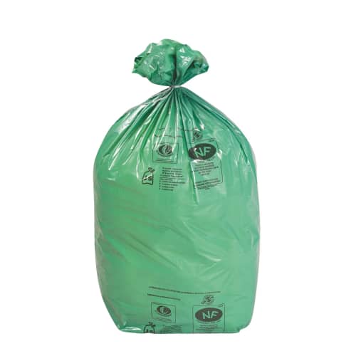 Sacs poubelle 100L PEBD NFE vert 40µ lien classique Jet'Sac