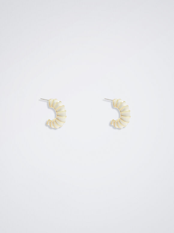 Brincos de argola esmaltados - Bege