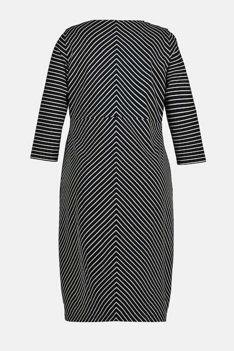Bellieva-Sweatkleid, Streifen, Rundhals, 3/4-Arm, GOTS