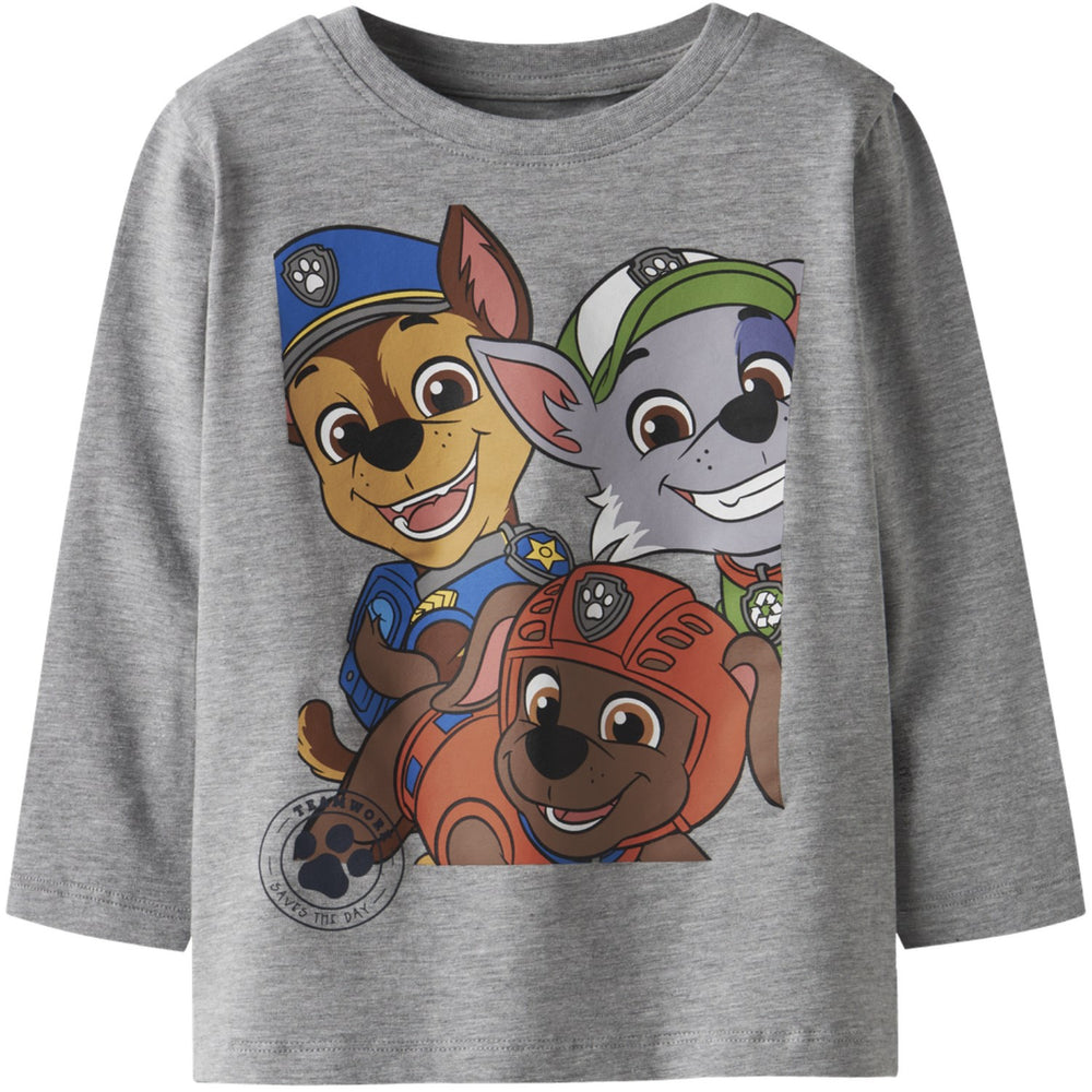Køb Name It Grey Melange Nmmnitin Paw Ls Nreg Top Box Cplg