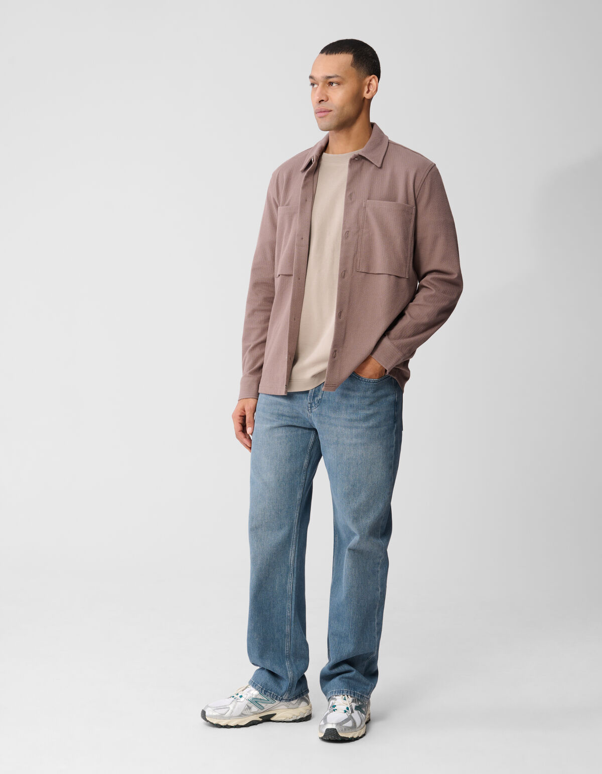Structuur Overshirt Lichtbruin
