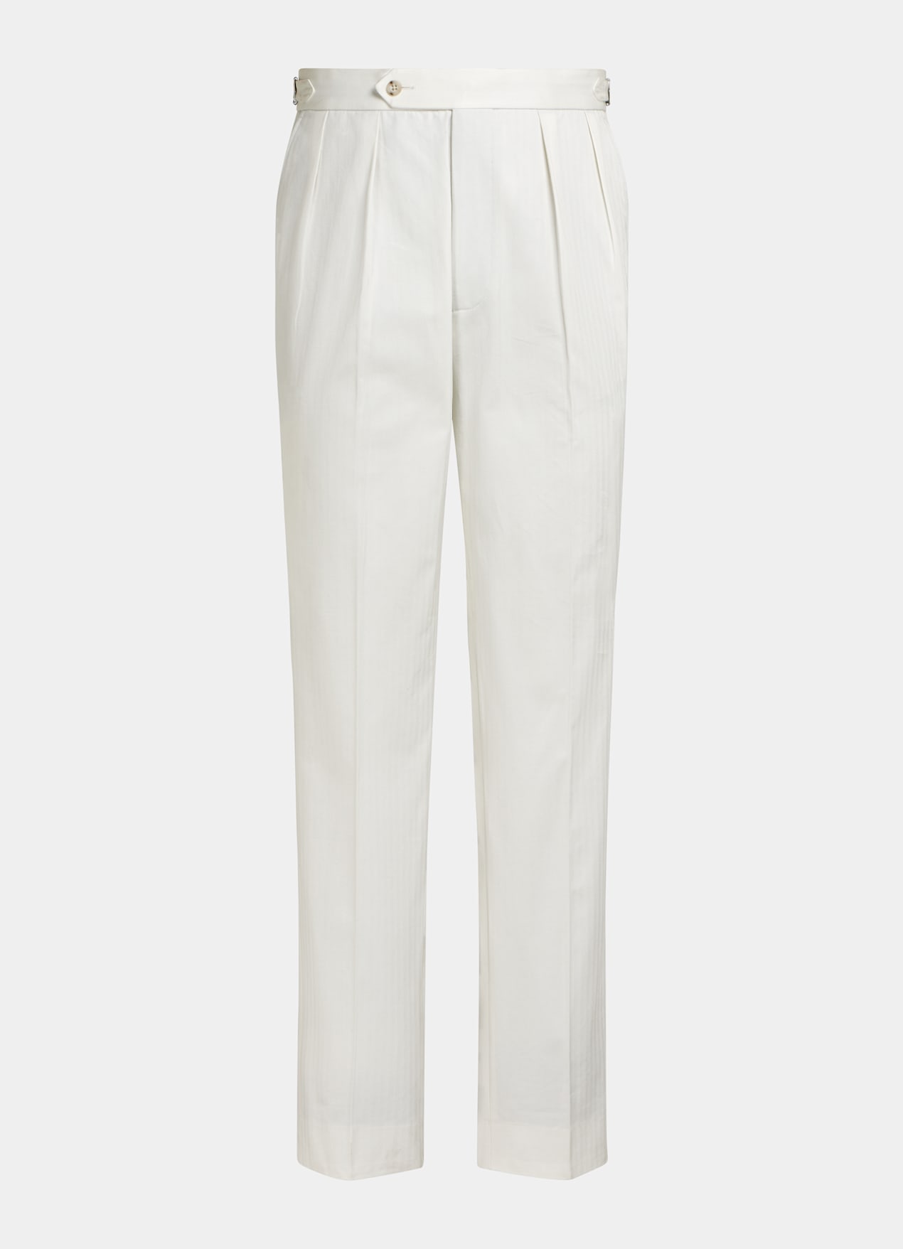 Pantalon Wide Leg Tapered blanc cassé à chevrons