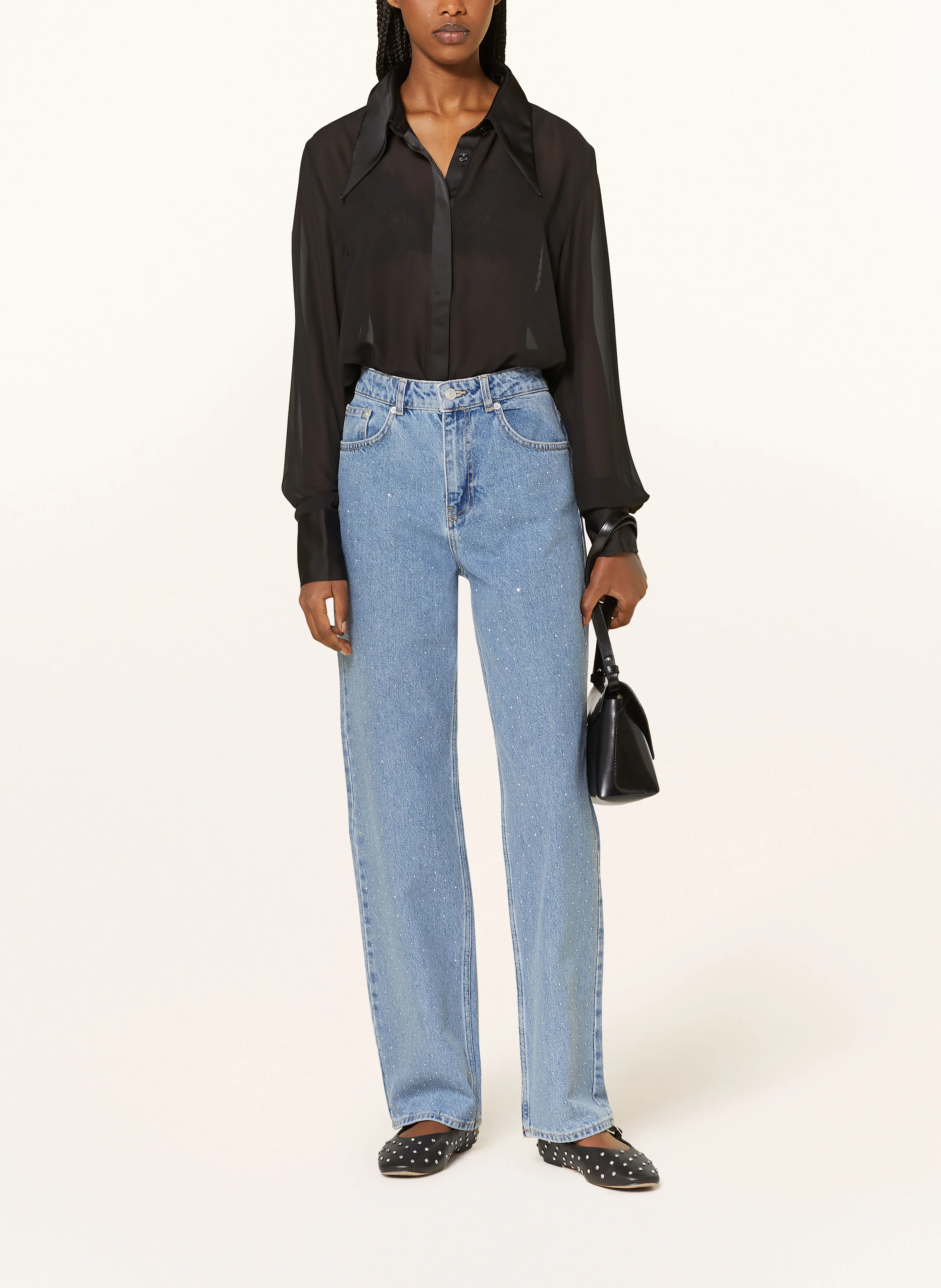 NEO NOIR Flared Jeans SIMONA mit Schmucksteinen